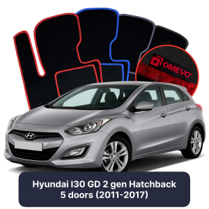 OMEVO Velour Car Mats for Hyundai I30 GD 2 gen Hatchback 5 doors (2011-2017)