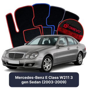 OMEVO Velour Car Mats for Mercedes-Benz E Class W211 3 gen Sedan (2003-2009)