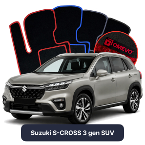 Velour car mats OMEVO for Suzuki S-CROSS 3 gen SUV (2021-2025)