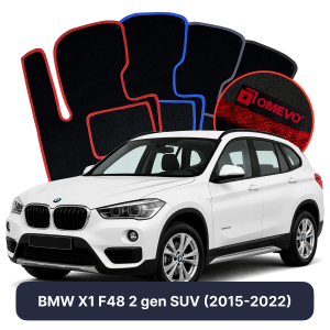 OMEVO Velour Car Mats for BMW X1 F48 2 gen SUV (2015-2022)