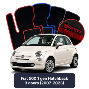 Velour car mats OMEVO for Fiat 500 1 gen Hatchback 3 doors (2007-2023)