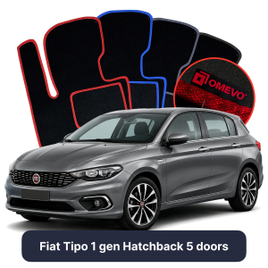 OMEVO Velour Car Mats for Fiat Tipo 1 gen Hatchback 5 doors (2015-2025)