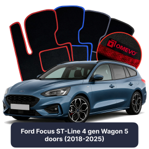 OMEVO Velour Car Mats for Ford Focus ST-Line 4 gen Station Wagon 5 doors (2018-2025)