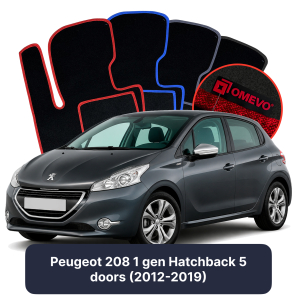 Velour car mats OMEVO for Peugeot 208 1 gen Hatchback 5 doors (2012-2019)