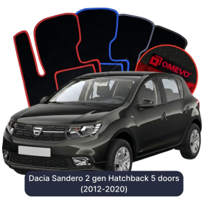 OMEVO Velour Car Mats for Dacia Sandero 2 gen Hatchback 5 doors (2012-2020)