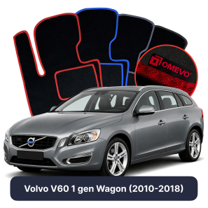 Velour car mats OMEVO for Volvo V60 1 gen Station Wagon (2010-2018)