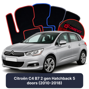 OMEVO Velour Car Mats for Citroën C4 B7 2 gen Hatchback 5 doors (2010-2018)