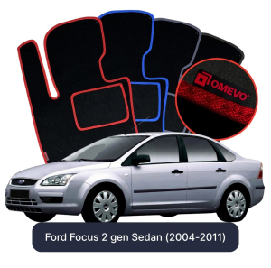 OMEVO Velour Car Mats for Ford Focus 2 gen Sedan (2004-2011)