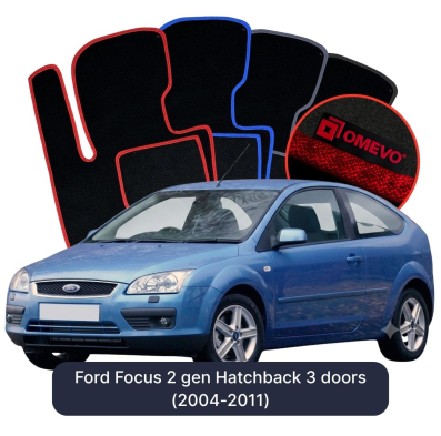 Velour car mats OMEVO for Ford Focus 2 gen Hatchback 3 doors (2004-2011)
