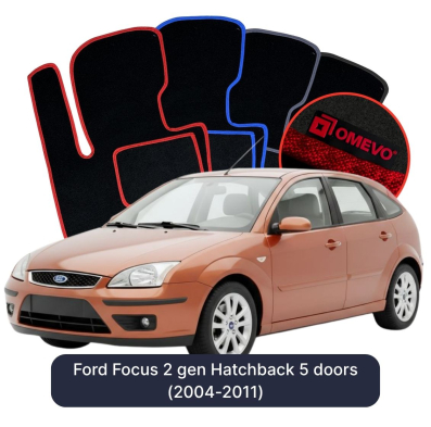 Velour car mats OMEVO for Ford Focus 2 gen Hatchback 5 doors (2004-2011)