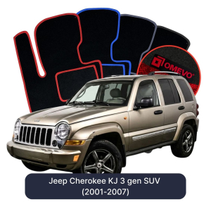 OMEVO Velour Car Mats for Jeep Cherokee KJ 3 gen SUV (2001-2007)