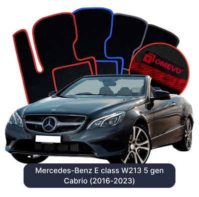 Velour car mats OMEVO for Mercedes-Benz E Class W213 5 gen Cabrio (2016-2023)