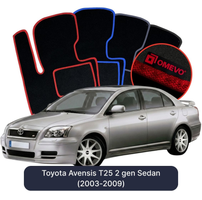 Velour car mats OMEVO for Toyota Avensis T25 2 gen Sedan (2003-2009)