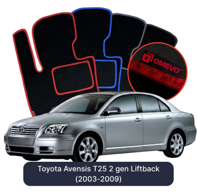 Velour car mats OMEVO for Toyota Avensis T25 2 gen Liftback (2003-2009)