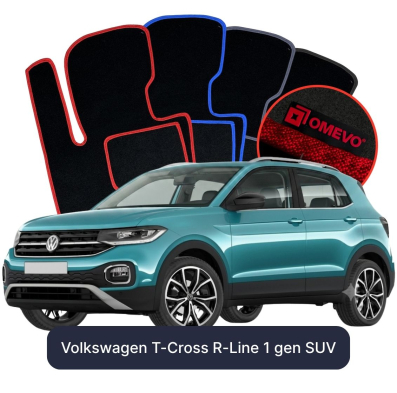 Velour car mats OMEVO for Volkswagen T-Cross R-Line 1 gen SUV (2018-2025)