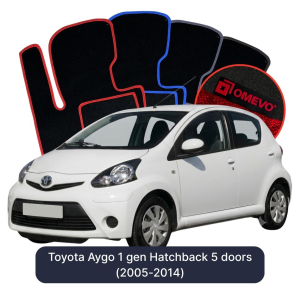 OMEVO Velour Car Mats for Toyota Aygo 1 gen Hatchback 5 doors (2005-2014)