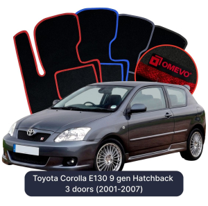 OMEVO Velour Car Mats for Toyota Corolla E130 9 gen Hatchback 3 doors (2001-2007)