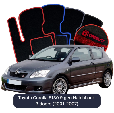 Velour car mats OMEVO for Toyota Corolla E130 9 gen Hatchback 3 doors (2001-2007)