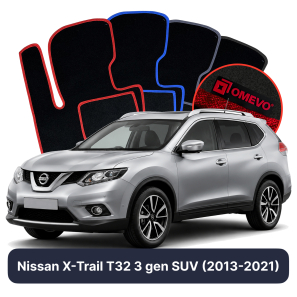 Velour car mats OMEVO for Nissan X-Trail T32 3 gen SUV (2013-2021)