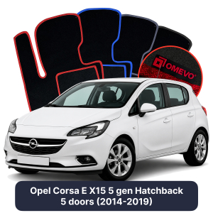 OMEVO Velour Car Mats for Opel Corsa E X15 5 gen Hatchback 5 doors (2014-2019)