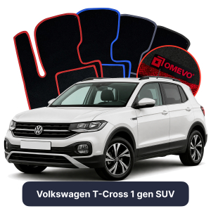 OMEVO Velour Car Mats for Volkswagen T-Cross 1 gen SUV (2018-2025)