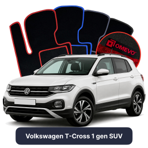 Velour car mats OMEVO for Volkswagen T-Cross 1 gen SUV (2018-2025)