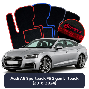 Velour car mats OMEVO for Audi A5 Sportback F5 2 gen Liftback (2016-2024)