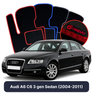 OMEVO Velour Car Mats for Audi A6 C6 3 gen Sedan (2004-2011)