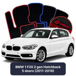 Velour car mats OMEVO for BMW 1 F20 2 gen Hatchback 5 doors (2011-2019)