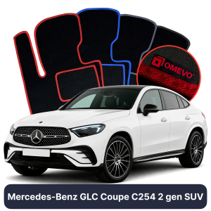 OMEVO Velour Car Mats for Mercedes-Benz GLC Coupe C254 2 gen SUV (2022-2025)
