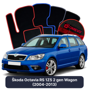 Velour car mats OMEVO for Škoda Octavia RS 1Z5 2 gen Station Wagon (2004-2013)