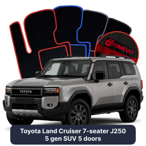 OMEVO Velour Car Mats for Toyota Land Cruiser 7 Seater J250 5 gen SUV 5 doors (2024-2025)