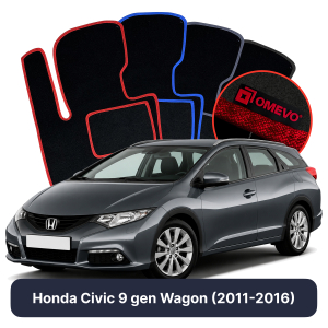 OMEVO Velour Car Mats for Honda Civic 9 gen Station Wagon (2011-2016)