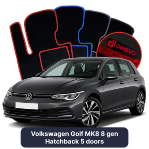 Velour car mats OMEVO for Volkswagen Golf MK8 8 gen Hatchback 5 doors (2019-2025)