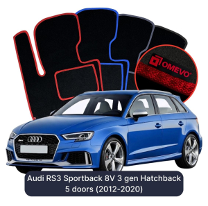 OMEVO Velour Car Mats for Audi RS3 Sportback 8V 3 gen Hatchback 5 doors (2012-2020)