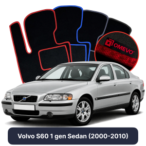 OMEVO Velour Car Mats for Volvo S60 1 gen Sedan (2000-2010)