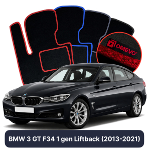 Velour car mats OMEVO for BMW 3 GT F34 1 gen Liftback (2013-2021)