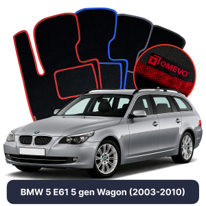 OMEVO Velour Car Mats for BMW 5 E61 5 gen Station Wagon (2003-2010)