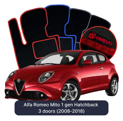 Velour car mats OMEVO for Alfa Romeo Mito 1 gen Hatchback 3 doors (2008-2018)