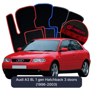 OMEVO Velour Car Mats for Audi A3 8L 1 gen Hatchback 3 doors (1996-2003)