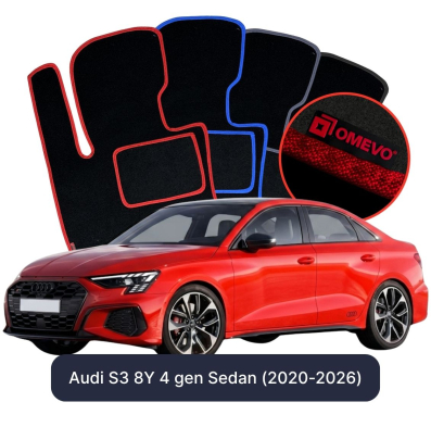 Velour car mats OMEVO for Audi S3 8Y 4 gen Sedan (2020-2026)