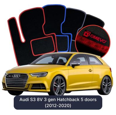 Velour car mats OMEVO for Audi S3 8V 3 gen Hatchback 5 doors (2012-2020)