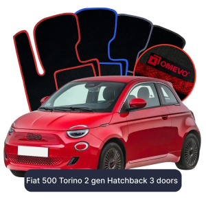 OMEVO Velour Car Mats for Fiat 500 Torino 2 gen Hatchback 3 doors (2020-2026)