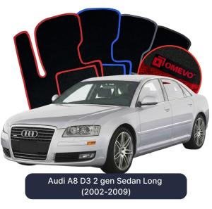 OMEVO Velour Car Mats for Audi A8 D3 2 gen Sedan Long (2002-2009)