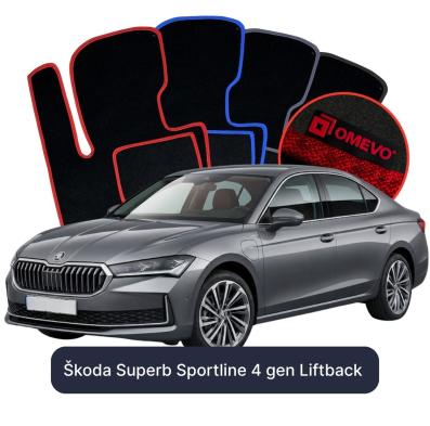 Velour car mats OMEVO for Škoda Superb Sportline 4 gen Liftback (2023-2026)
