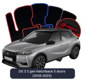 OMEVO Velour Car Mats for DS 3 2 gen Hatchback 5 doors (2018-2025)
