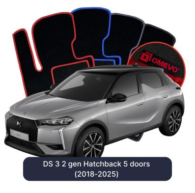 Velour car mats OMEVO for DS 3 2 gen Hatchback 5 doors (2018-2025)