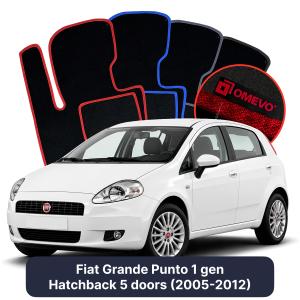 OMEVO Velour Car Mats for Fiat Grande Punto 1 gen Hatchback 5 doors (2005-2012)