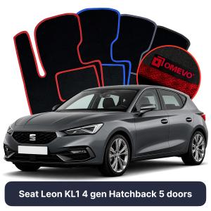 OMEVO Velour Car Mats for Seat Leon KL1 4 gen Hatchback 5 doors (2020-2025)