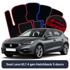 Velour car mats OMEVO for Seat Leon KL1 4 gen Hatchback 5 doors (2020-2025)